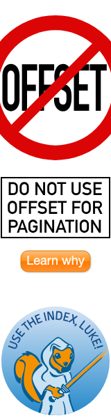 Do not use OFFSET for pagination
