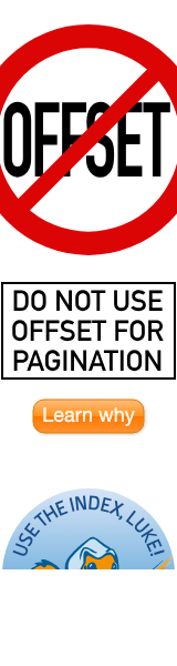 Do not use OFFSET for pagination